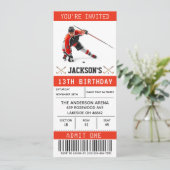Hockey Ticket Verjaardagsuitnodiging Sjabloon Kaart (Staand voorkant)