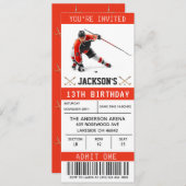 Hockey Ticket Verjaardagsuitnodiging Sjabloon Kaart (Voorkant / Achterkant)