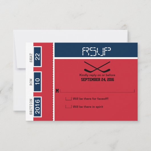 Hockey Ticket Wedding RSVP (Voorkant)