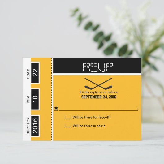 Hockey Ticket Wedding RSVP (Staand voorkant)