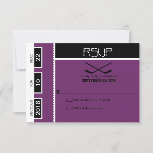 Hockey Ticket Wedding RSVP (Voorkant)