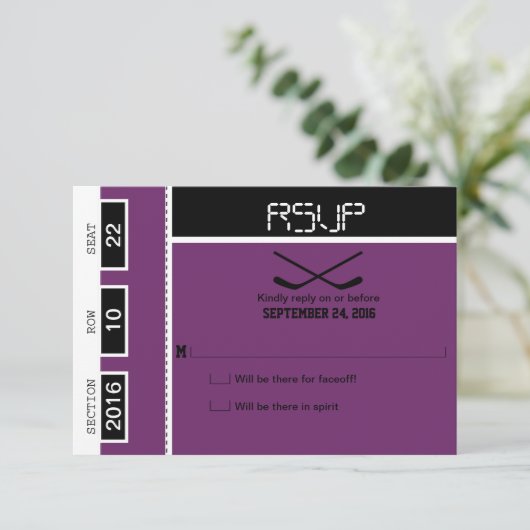 Hockey Ticket Wedding RSVP (Staand voorkant)