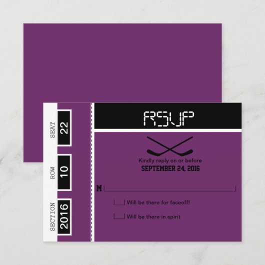 Hockey Ticket Wedding RSVP (Voorkant / Achterkant)