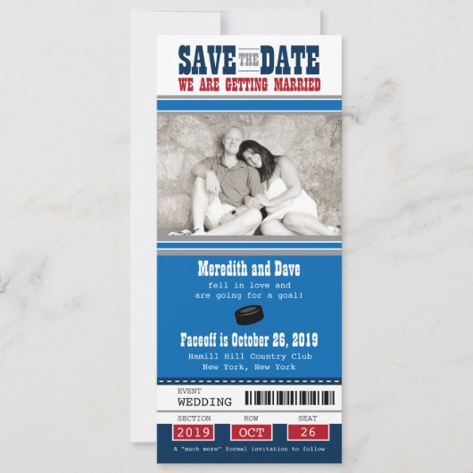 Hockey Ticket Wedding Save the Date (Voorkant)
