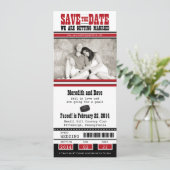 Hockey Ticket Wedding Save the Date (Staand voorkant)