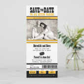 Hockey Ticket Wedding Save the Date (Staand voorkant)
