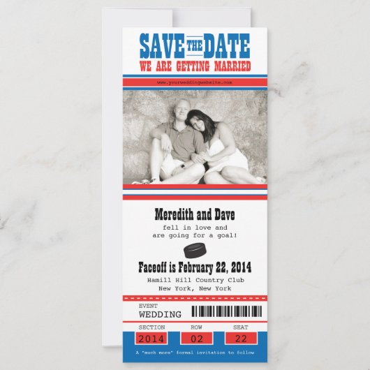 Hockey Ticket Wedding Save the Date (Voorkant)