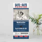 Hockey Ticket Wedding Save the Date (Staand voorkant)