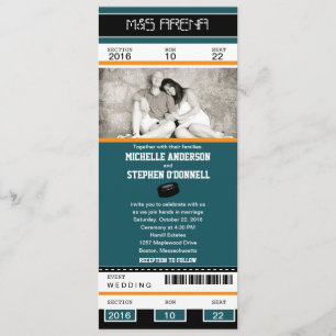 Hockey Ticket Wedding Uitnodiging
