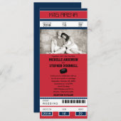Hockey Ticket Wedding Uitnodiging (Voorkant / Achterkant)