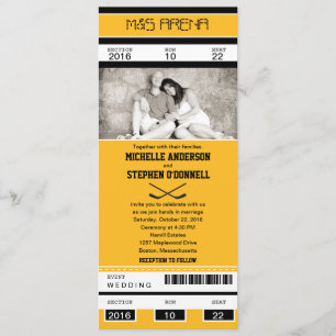 Hockey Ticket Wedding Uitnodiging