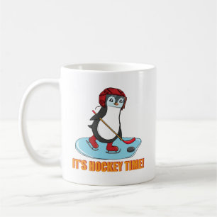 Hockey Time - Cute Penguin Ice Hockey Koffiemok