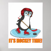 Hockey Time - Cute Penguin Ice Hockey Poster (Voorkant)
