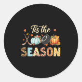 Hockey Tis Het Seizoen Pompoen Herfst Fall Dankzeg Ronde Sticker (Voorkant)