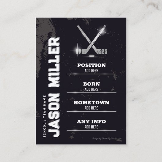 Hockey Trading Kaart, Hockey Speler Kaart Zilver Contactkaartje (Achterkant)