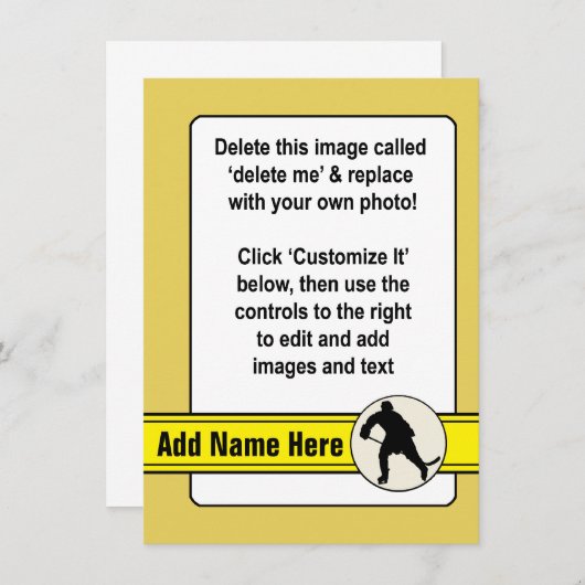 Hockey Trading Kaart Sjabloon (Voorkant / Achterkant)