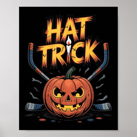 Hockey Trick Halloween Soky Pumpkin Ice Hockey Hal Poster (Voorkant)
