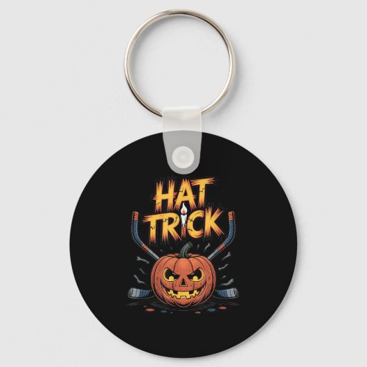 Hockey Trick Halloween Soky Pumpkin Ice Hockey Hal Sleutelhanger (Voorkant)