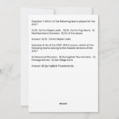 Hockey Trivia Birthday Card Feestdagenkaart (Achterkant)