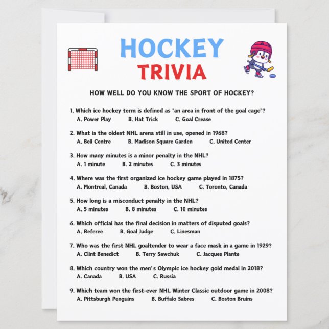 Hockey Trivia spel (Voorkant)