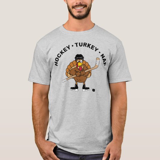 Hockey Turkey Nap Thanksgiving T-Shirt (Voorkant)