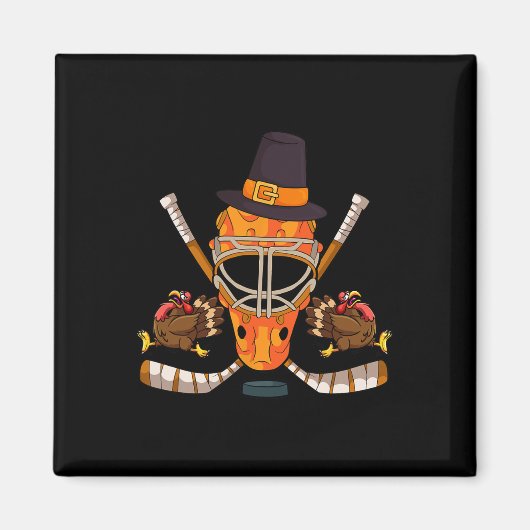 Hockey Turkey Thanksgiving Day Funny Sport Herfst  Magneet (Voorkant)