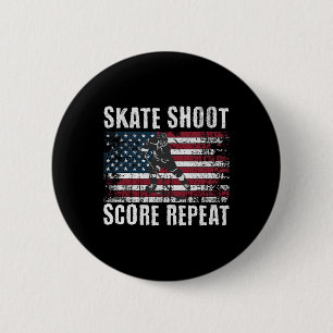 Hockey Usa Amerikaanse Vlag Grappige Vierde Juli H Ronde Button 5,7 Cm