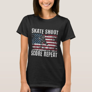 Hockey Usa Amerikaanse Vlag Grappige Vierde Juli H T-shirt