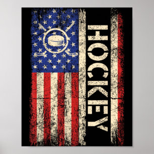 Hockey Usa Amerikaanse Vlag Hockeyspeler IJshockey Poster