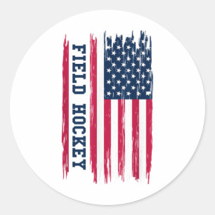 Hockey Usa Amerikaanse Vlag Hockeyspeler Sport Ronde Sticker
