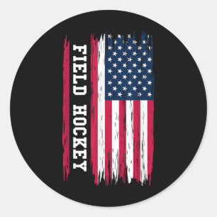 Hockey Usa Amerikaanse Vlag Hockeyspeler Sport Ronde Sticker