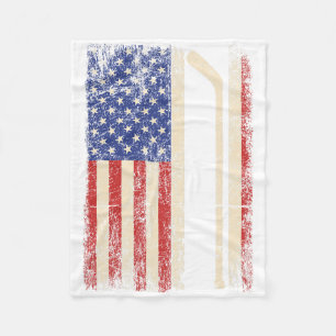 Hockey Usa Amerikaanse Vlag Hockeystick IJshockey  Fleece Deken