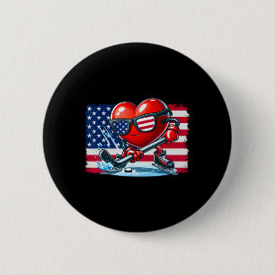 Hockey Valentijnsdag Valentijn Amerikaanse vlag Zi Ronde Button 5,7 Cm