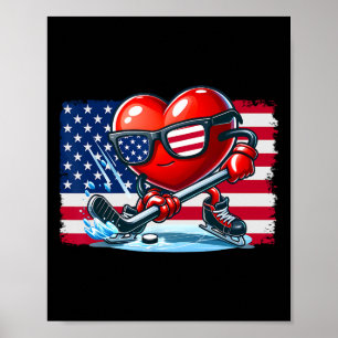 Hockey Valentijnsdag Valentijn US Flag Sungles Pa Poster