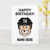 Hockey Verjaardag Cartoon Hockey Speler Nummer Naa Kaart (Gele Bloem)