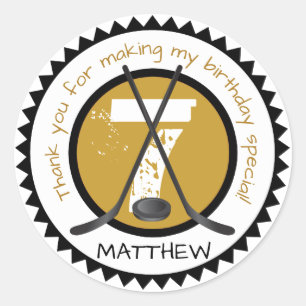 Hockey Verjaardag Sticker Zwart en Goud