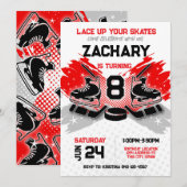 Hockey verjaardag uitnodiging RED (Voorkant / Achterkant)