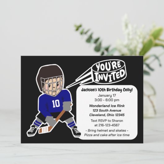 Hockey Verjaardagsfeest Leuk Retro Ontwerp Kaart (Staand voorkant)