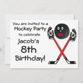 Hockey verjaardagsfeestje uitnodiging (Voorkant)