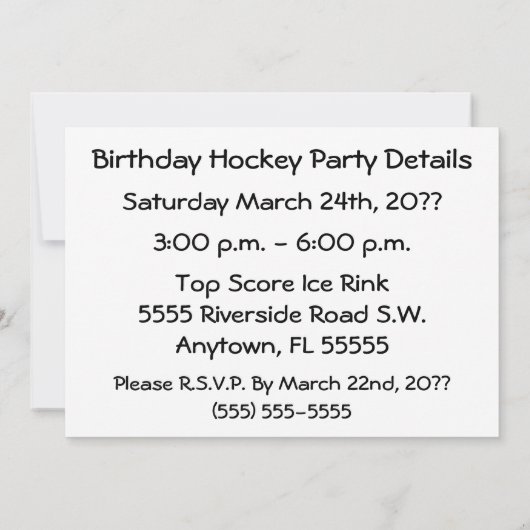 Hockey verjaardagsfeestje uitnodiging (Achterkant)