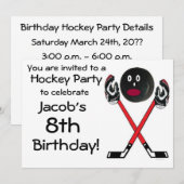 Hockey verjaardagsfeestje uitnodiging (Voorkant / Achterkant)