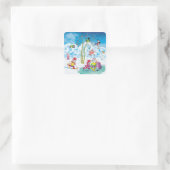 hockey vierkante sticker (Tas)