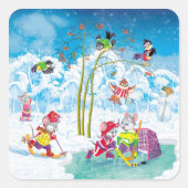 hockey vierkante sticker (Voorkant)