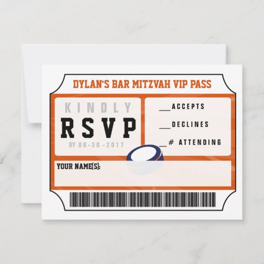 HOCKEY VIP REPLY CARD Bar Bat Mitzvah Uitnodiging (Voorkant)