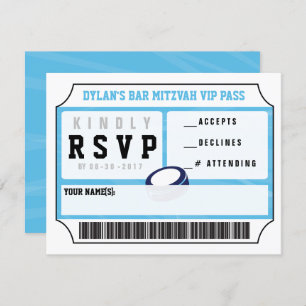 HOCKEY VIP REPLY CARD Bar Bat Mitzvah Uitnodiging