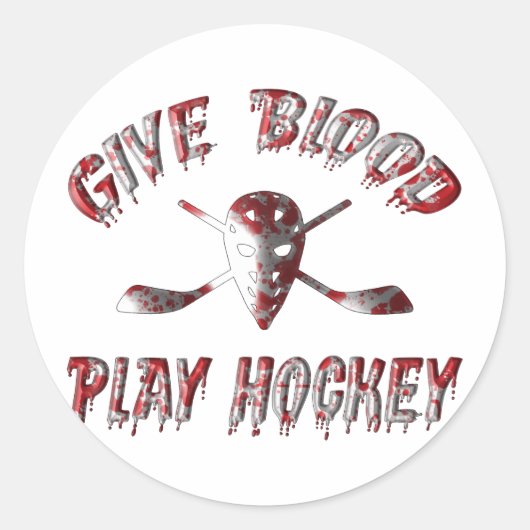 Hockey voor bloedspel geven ronde sticker (Voorkant)