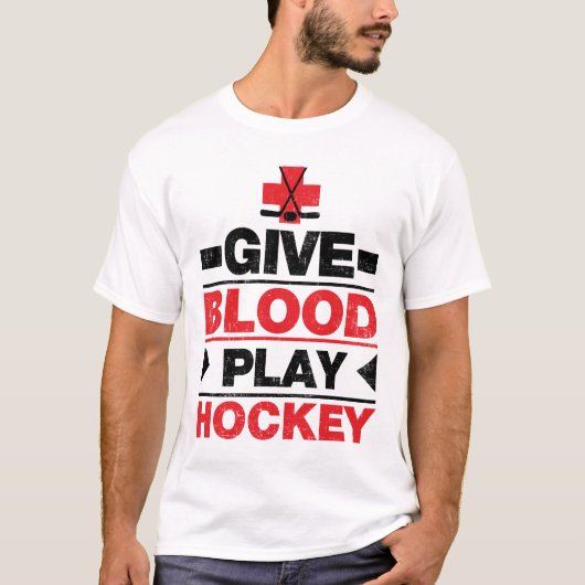 Hockey voor bloedspel geven t-shirt (Voorkant)
