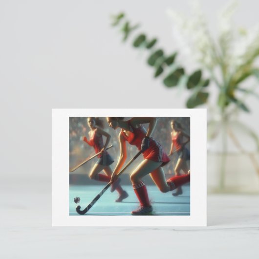 Hockey voor dames, briefkaart (Staand voorkant)