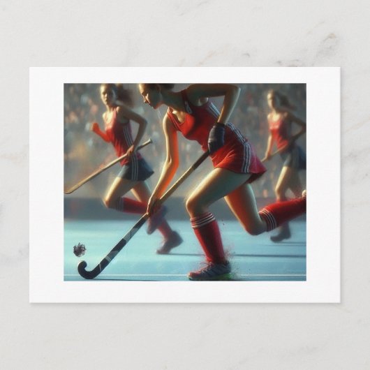 Hockey voor dames, briefkaart (Voorkant)