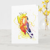 Hockey Waterverf Greeting Kaart (Gele Bloem)